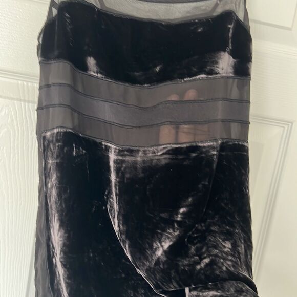 Sexy silk black chiffon velvet tank top Sz Medium - Picture 4 of 8